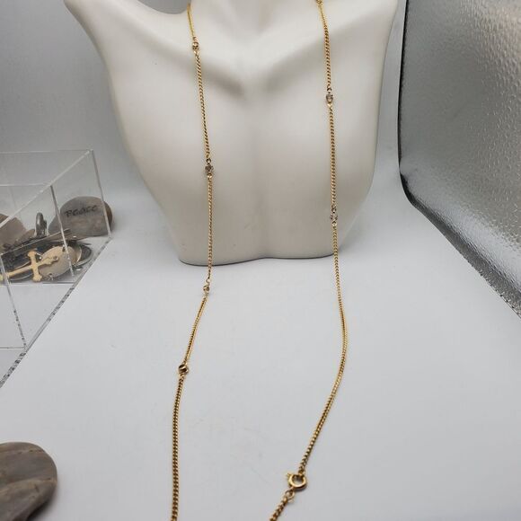 Floating crystal gold toned elegant classy necklace